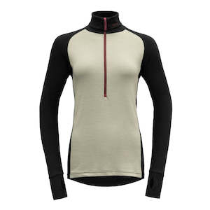 EXPEDITION MERINO 235 ZIP NECK WOMAN FOG/CAVIAR