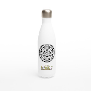 Dice Legenz Royal Seal and Logo (White 17oz Stainless Steel Water Bottle) Dice Legenz