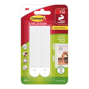 Command X-Large Picture Hanging Strips, White, Pack of 8 Sets (17217-8)