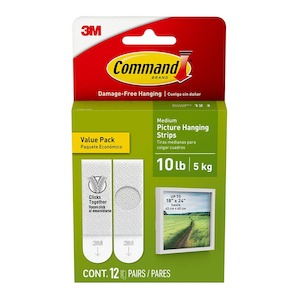 Command Medium Picture Hanging Strips, White, Value Pack of 12 Sets (17204-12ES)