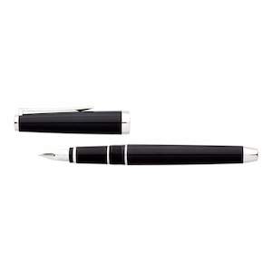 Pilot Falcon Fountain Pen Medium Tip - Black Metal Barrel With Silver Trim