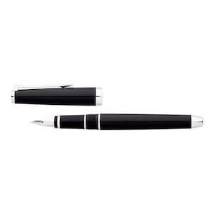 Pilot Falcon Fountain Pen Fine Tip - Black Metal Barrel With Silver Trim