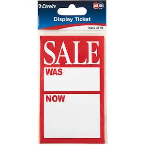 Quikstik Display Tickets Was/Now Pack of 10