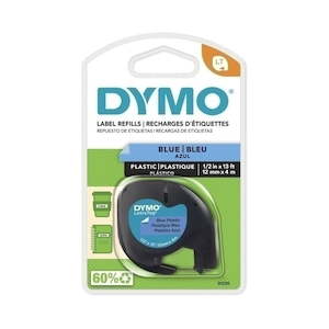 Dymo LetraTag Plastic Label Tape, 12mm x 4mt, Blue