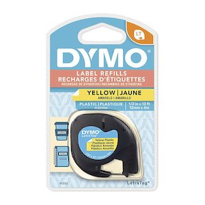 Dymo LetraTag Plastic Label Tape, 12mm x 4mt, Yellow