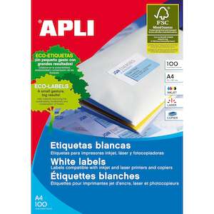 Apli Printable Labels A4 70mm x 37mm Square Edge 100 Sheets