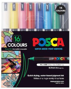 Uni Posca Paint Marker Set, PC-1MR, PC1MRx16, Set of 16 Markers, Standard Colour…