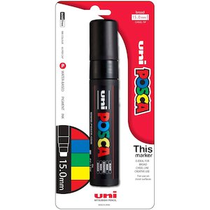 Uni Posca Paint Marker PC-17K, Black, Extra Broad Chisel Tip 15.0mm