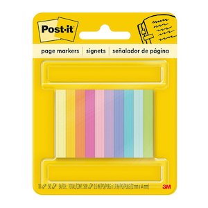 Post-it Page Markers 670-10AB 13mm x 43mm Assorted, Pack of 10