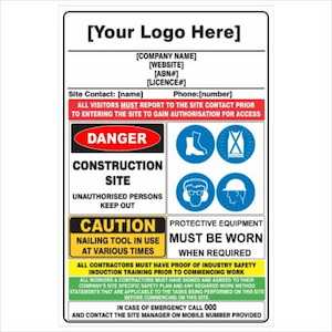 Construction Site Combination Sign – Detailed