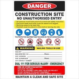 Construction Site Combination Sign (no Logo)