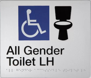 All Gender Toilet LH Sign (Braille)