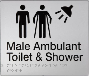 Male Ambulant Toilet & Shower Sign (Braille)