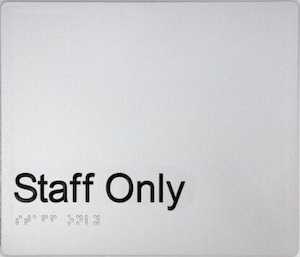 Braille Signs - Now Online - Discount Safety Signs: Staff Only Sign (Braille)