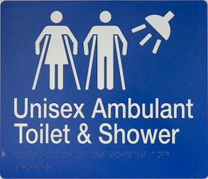 Unisex Ambulant Toilet & Shower Sign 2 Icons (Braille)