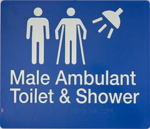 Male Ambulant Toilet & Shower Sign 2 Icons (Braille)