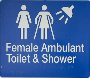 Female Ambulant Toilet & Shower Sign (Braille)