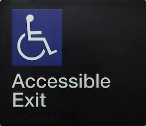 Accessible Exit Sign (Black) Wheelchair Icon (Braille)