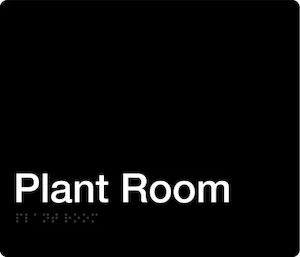 Black PVC Braille Signs: Plant Room Braille Sign – Black