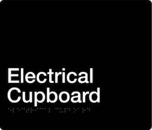 Electrical Cupboard Braille Sign – Black