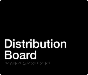 Black PVC Braille Signs: Distribution Board Braille Sign – Black