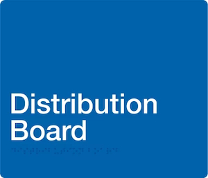 Blue PVC Braille Signs: Distribution Board Braille Sign – Blue