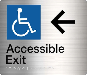 Braille Signs - Now Online - Discount Safety Signs: Accessible Exit Sign Left Arrow (Braille)