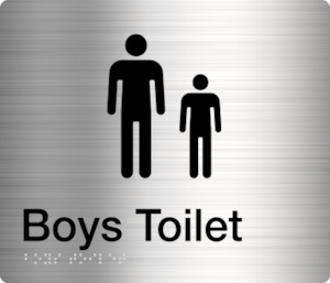 Braille Signs - Now Online - Discount Safety Signs: Boys Toilet Sign Stainless Steel (Braille)