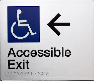 Accessible Exit Sign Left Arrow (Braille)