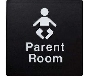 Black PVC Braille Signs: Baby Changing Room White On Black Baby Change Icon (Braille)