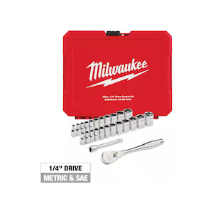 Milwaukee 1/4 in. Drive SAE/Metric Ratchet and Socket Mechanics Tool Set (25-Piece)