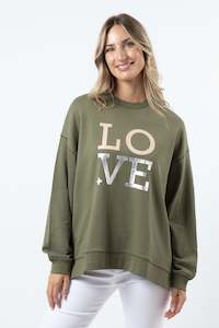 STELLA + GEMMA - Sunday Sweater Khaki w/Blush Love