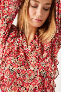 Clothing: GARCIA - Floral Frill Blouse - Lush Pink