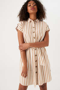 Clothing: GARCIA - Dress Off White - Striped