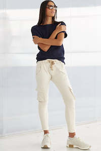 Clothing: DRICOPER - Active Cargo Jeans - Cream