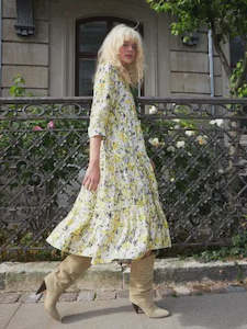 Clothing: LOLLYS LAUNDRY - Olivia Midi Dress Yellow Floral