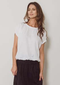 Clothing: DALSTON - Izzy Top White Self Check