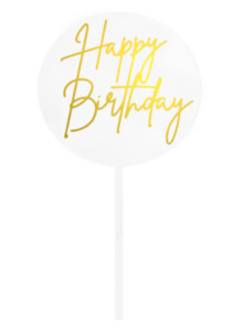 Cake Topper Happy Birthday Round