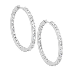 Jewellery: Sterling silver white cubic zirconia Inside Out 3cm Hoop Earrings