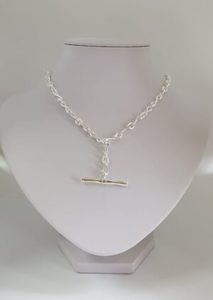 Jewellery: Infinity Figaro T-Bar Fob Chain Silver