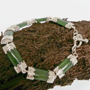 Gorgeous and Unique Sterling Silver Greenstone Bracelet