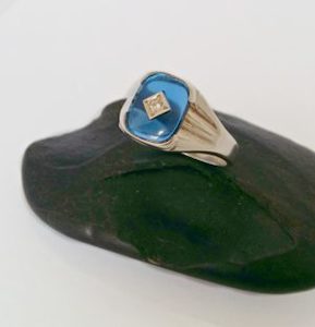 Jewellery: Blue Cz Mens Dress Ring