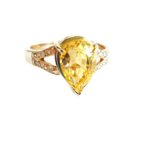 Pear Cut Citrine & Diamond Bespoke Dress ring