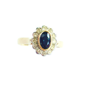 Sapphire & Diamond cluster Ring