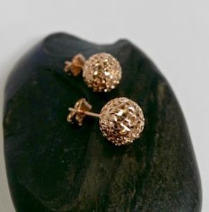 9ct Rose Gold Lattice Weave Ball Studs – 10mm