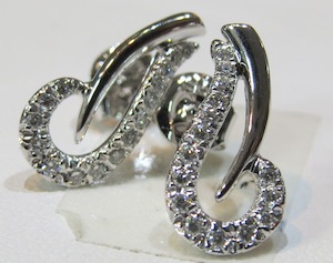 9ct White Gold and Diamond Earrings