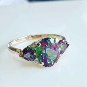 Jewellery: 9ct Gold Aurora Topaz & Diamond Ring