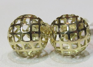 9ct Gold Checker Cut Ball Earrings