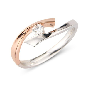 Bypass 9ct Rose & White Gold Diamond Solitaire Ring