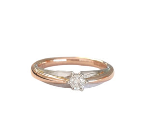 9ct White Gold and Rose Gold Solitaire Diamond Ring